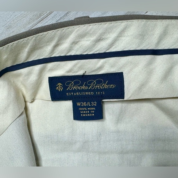 Brooks Brothers Country Club Saxxon Wool Brown Dress Pants Pleated 36x32 - Picture 7 of 10